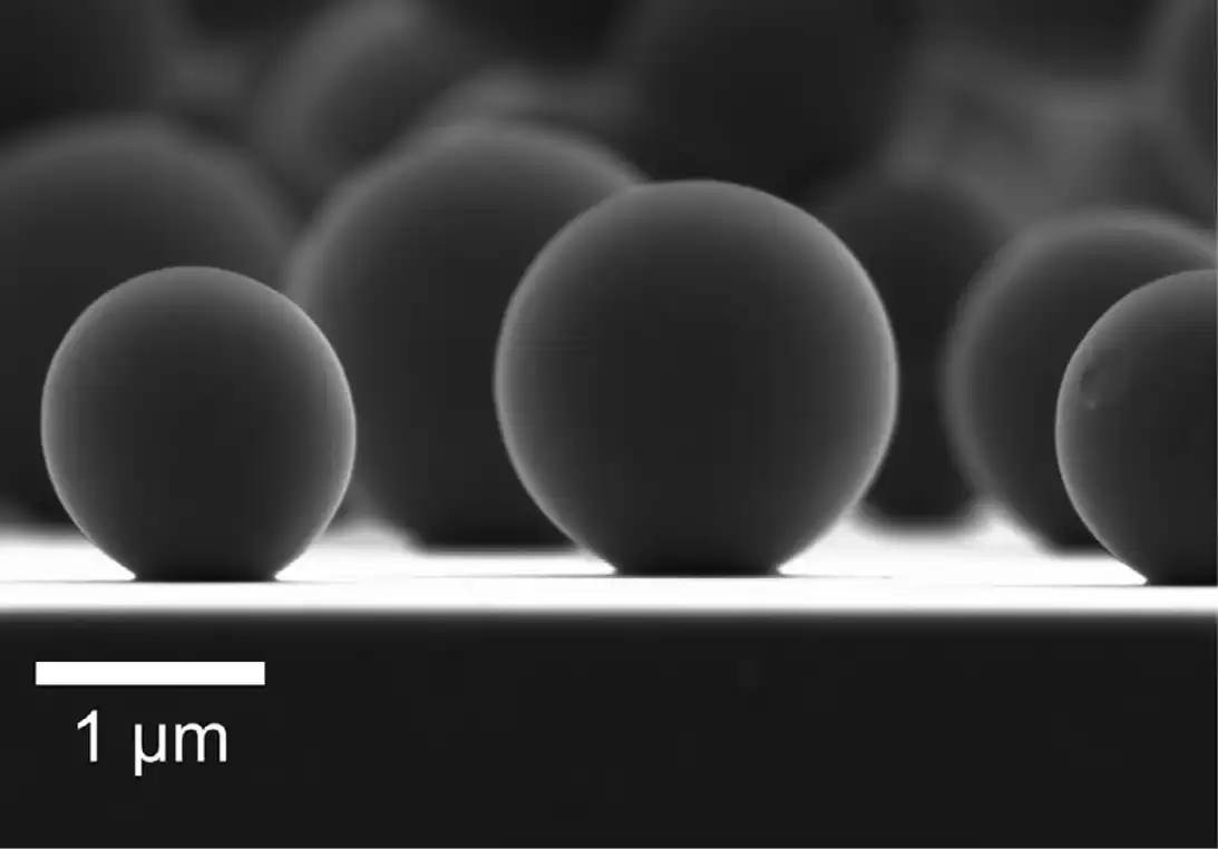 Fig 1. SEM Image of as as-synthesized poly- crystalline silicon microspheres.