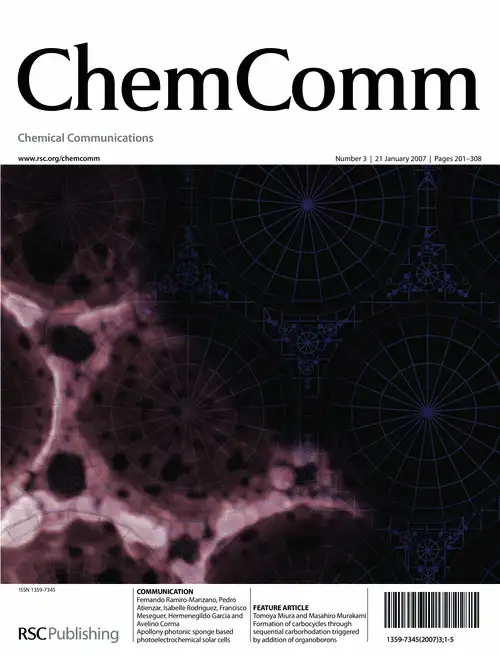 Chemical Communications Number 3 cover featuring the Apollony photonic sponge photoelectrochemical solar cells article